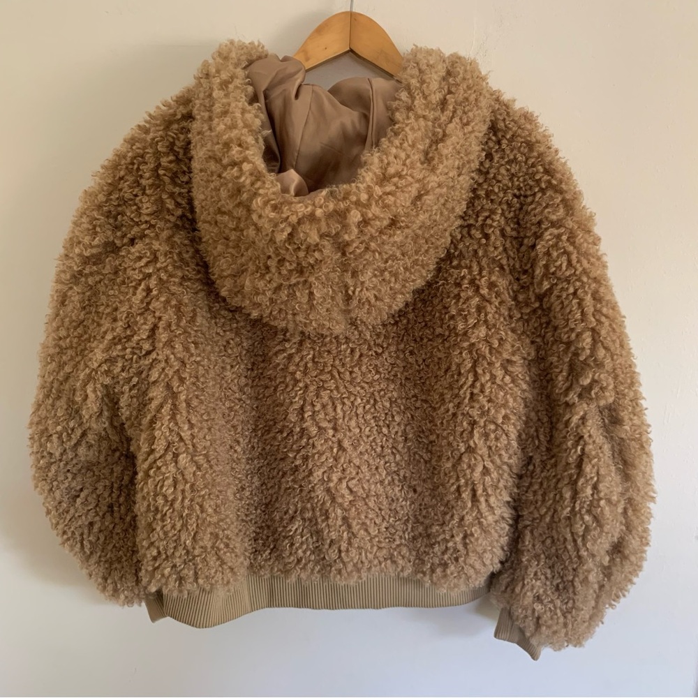 NEW Urban Outfitters Casey Oversized Sherpa Fur Hooded Zip-Up Teddy Jacket S - Picture 8 of 12